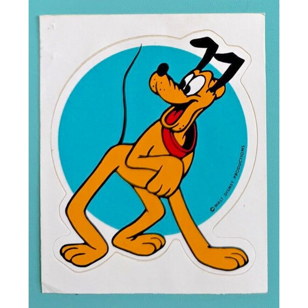 Vintage Walt Disney Productions PLUTO DOG Large Sticker 1970 (4" x 3.25")